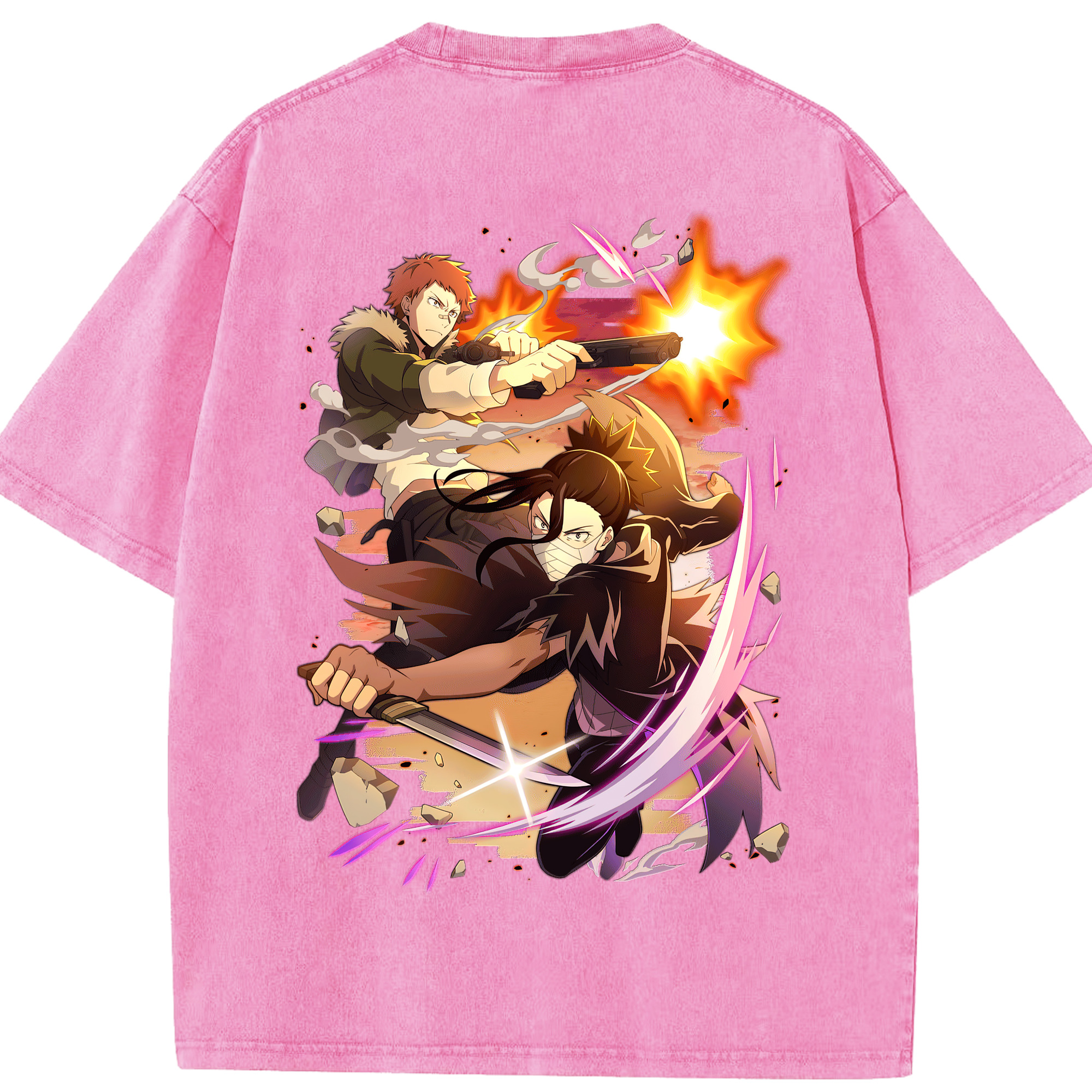 （画像用） 文豪ストレイドッグス Bungo Stray Dogs 綿100% ヴィンテージ風 半袖Tシャツ（背面プリント）